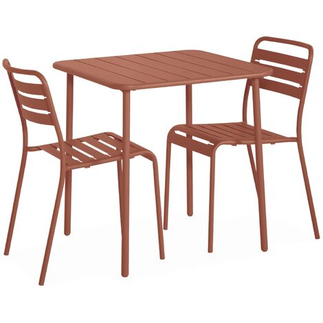 Table de jardin métal terracotta Amélia avec 2 chaises (1/5)