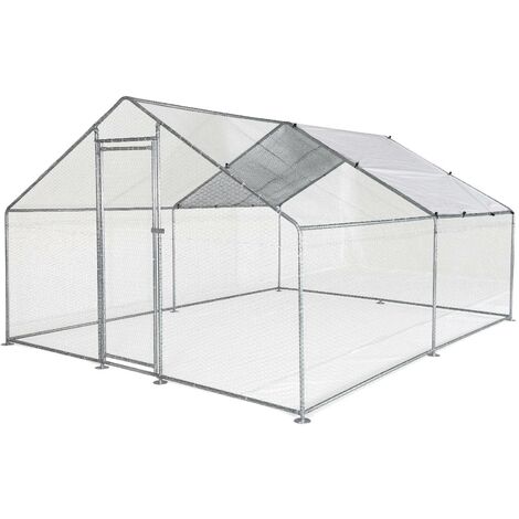 Enclos pour poulailler en acier galvanisé. toit imperméable et anti UV. porte avec loquet 12 m²