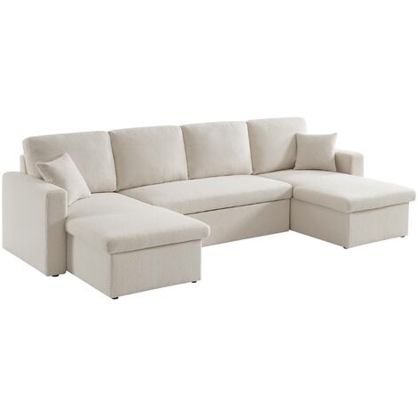 Canapé panoramique convertible 4 places tissu bouclette. Urban. L 281 x P 142 x H 86cm