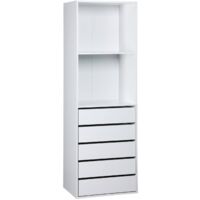 Module dressing avec 5 tiroirs et 2 étagères. blanc. panneaux stratifiés