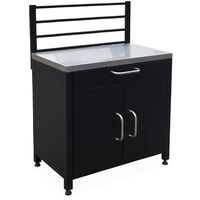 Meuble de cuisine extérieure en acier avec 1 tiroir et 1 porte et 1 grille de suspension L80