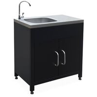 Meuble de cuisine extérieure en acier avec évier L80cm