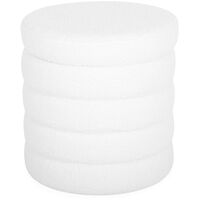 Tabouret en bouclettes blanches avec coffre de rangement intégré