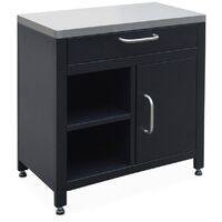 Meuble de cuisine extérieure en acier L80cm avec 1 tiroir. 1 porte et 2 étagères de rangement