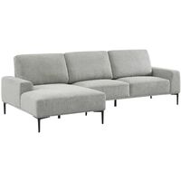 Canapé 3 places angle gauche en tissu et structure / piètement métal noir Polyester Gris clair