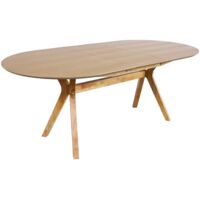 Table Ă manger oblongue extensible. 160-200cm 4-8 personnes MDF et placage chĂŞne. couleur naturelle