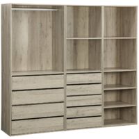 Sweeek – Kit dressing modulable 3 éléments – Dimensions 200 x 45 x 180 cm – 5 étagères, 5 tiroirs, penderie – Design moderne et rangement optimisé