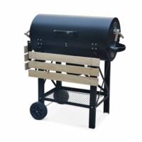 Barbecue américain charbon de bois - Serge noir - Smoker américain avec aérateurs, récupérateur de cendres, fumoir