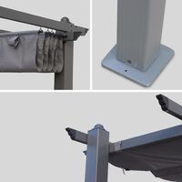 Pergola aluminium - Condate 3x4m - Toile grise - Tonnelle idéale pour votre terrasse, toit retractable, toile coulissante, structure aluminium, pieds larges et robustes - Gris
