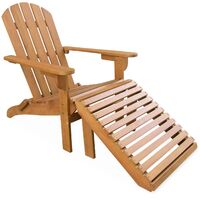 Fauteuil De Jardin Adirondack En Eucalyptus Avec Repose-Pieds/Table Basse – Chaise De Terrasse Rétro Alice's Garden Salamanca