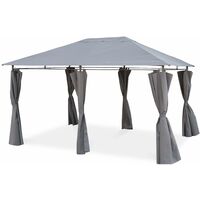 Tonnelle 3x4 m - Divio - Toile grise - Pergola avec rideaux. tente de jardin. barnum. chapiteau. réception