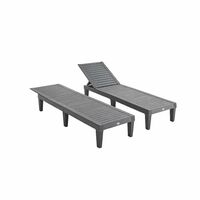 Lot de 2 bains de soleil. PIA. transats multi positions. en plastique. noir