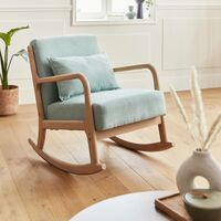 Fauteuil à bascule design en bois et tissu, 1 place, rocking chair scandinave en Polyester Vert d'eau - Vert d'eau