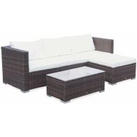 Salon de jardin en résine pour 4 personnes - Torino Marron / Ecru