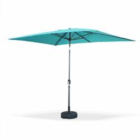 Parasol droit rectangulaire 2x3m - Touquet Turquoise - mât central en aluminium orientable et manivelle d'ouverture