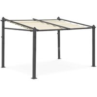 Pergola murale en aluminium - Murum 3x4m - Tonnelle Toile ecru