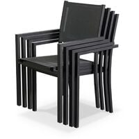 Salon de jardin aluminium table 180cm. 8 fauteuils en textilène Anthracite / Gris - Anthracite