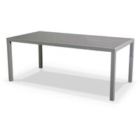 Salon de jardin aluminium table 180cm, 8 fauteuils en textilène Gris / Noir - Gris