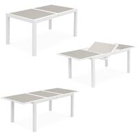 Salon de jardin table extensible - Orlando - Table en aluminium 150/210cm et 6 chaises en textilène Blanc / Taupe - Blanc