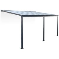 Pergola murale 3x4 m en aluminium et polycarbonate avec gouttière. pergola adossée. Avenio