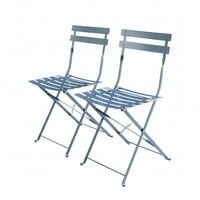 Lot de 2 chaises de jardin pliables - Emilia bleu grisé - Acier thermolaqué - Bleu grisé