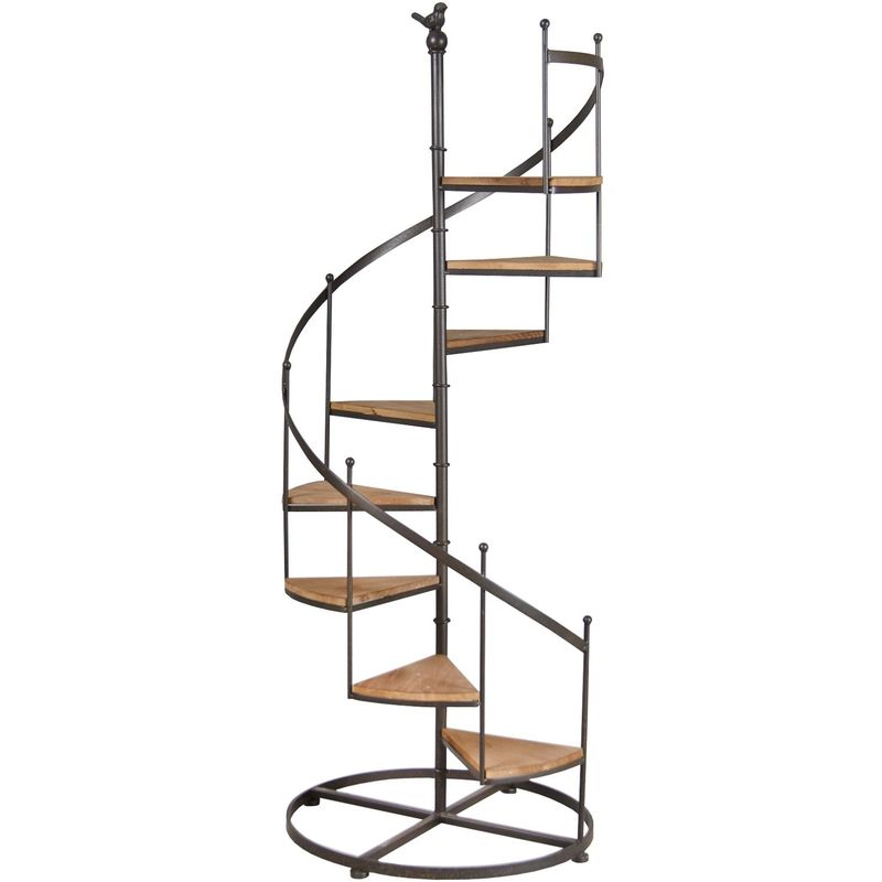 Etagère escalier style industriel Aru en métal et bois recyclé 180 cm