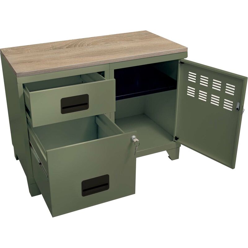 Caisson de bureau en métal 3 tiroirs avec roulettes Snor noir H. 57 cm x L.  40 cm