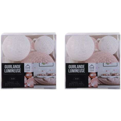 Guirlande lumineuse boules colorées 10 leds multi-tailles (Lot de 2) (1/4)