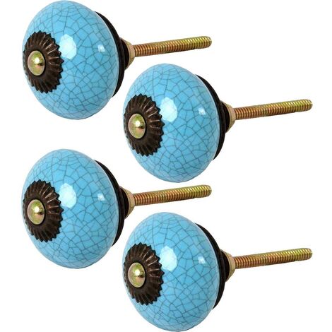Bouton de porte rond effet craquelé bleu (Lot de 4) (1/3)