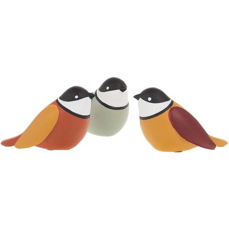 Oiseaux colorés à poser en polyrésine (Lot de 3) (1/4)