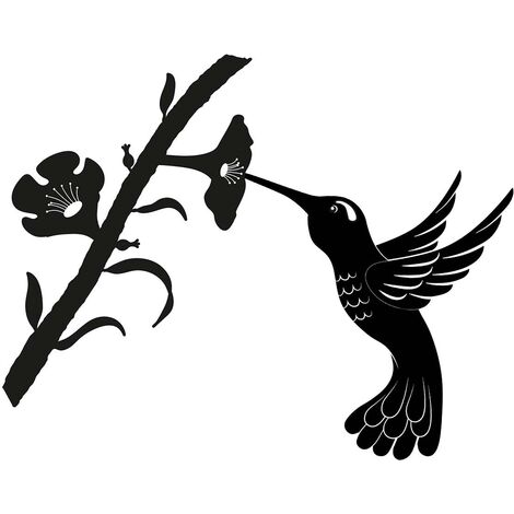 Silhouette sur pique en acier noir Colibri (1/2)