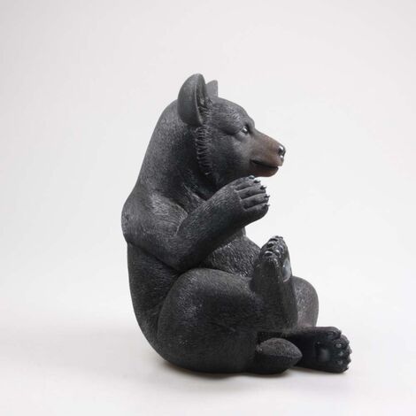 Statue Ours multicolore en résine noir et argent - 35 cm : H, 35 x L Statue Ours multicolore en résine noir et argent - 35 cm : H, 35 x L