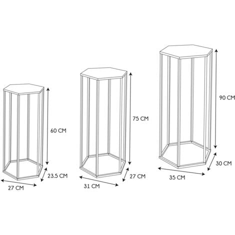 Sellettes assorties en métal (Lot de 3)