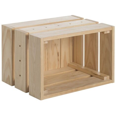 Calicosy – Caisse modulable en pin massif empilable – Dimensions L38,4 x l25,6 x h28 cm – Pour rangement personnalisé et optimisation d'espace