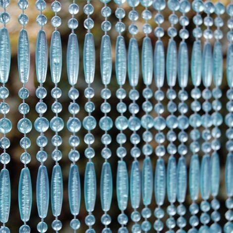 Rideau de porte en perles bleues et transparentes Frejus 100x230 cm