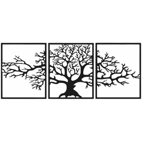 Décoration murale en métal en 3 parties Arbre
