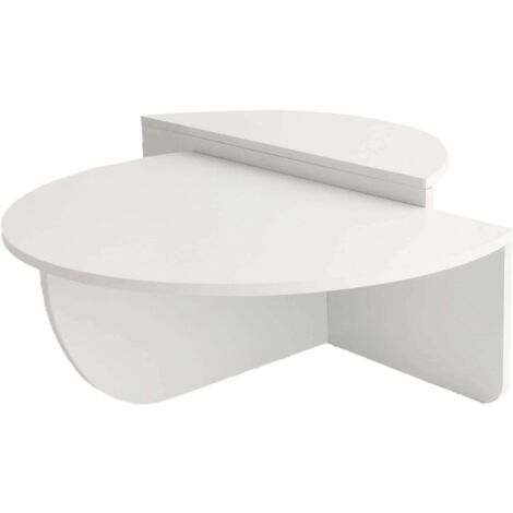 Hanah Home – Table basse gigogne en panneaux de particules mélaminé 90cm – 2 niveaux modulables – Design moderne blanc – Montage facile - 90cm-Blanc