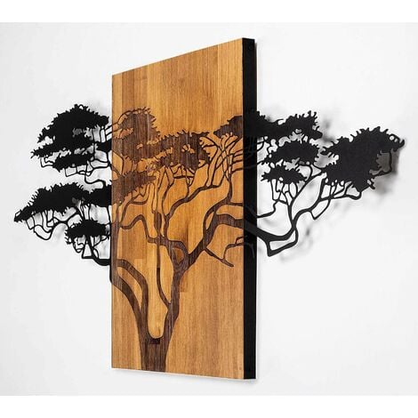 Décoration murale en bois et métal Walnut Grand Arbre