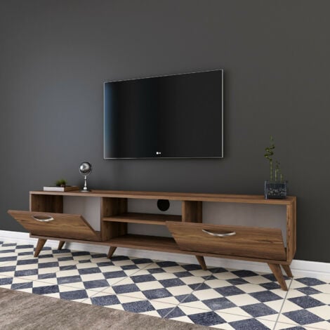Meuble TV en aggloméré effet noyer Bing
