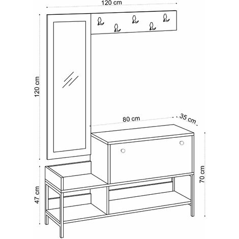 Meuble d'entrée avec miroir intégré Nonso