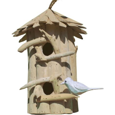 Nichoir hôtel en bois d'albésia à suspendre 26 x 36 cm (1/4)