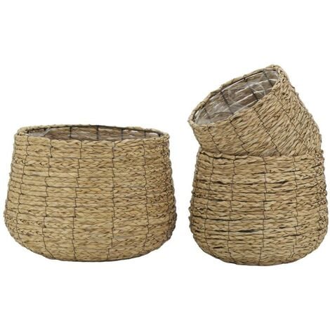 Cache-pots en jonc tissé (lot de 3)