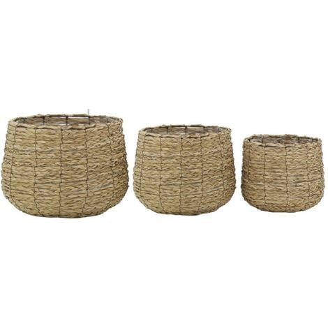 Cache-pots en jonc tissé (lot de 3)