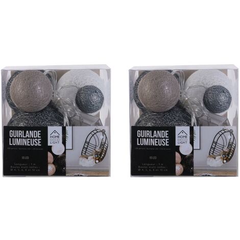 Guirlande lumineuse boules colorées 10 leds multi-tailles (Lot de 2) (1/4)