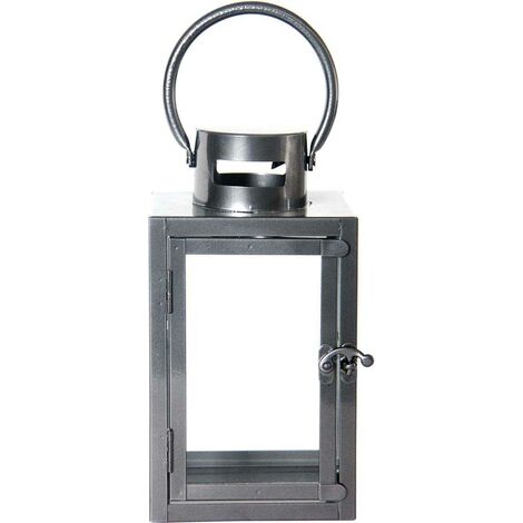 Lanterne en fer anthracite et verre 12 x 12 x 23 cm (1/2)