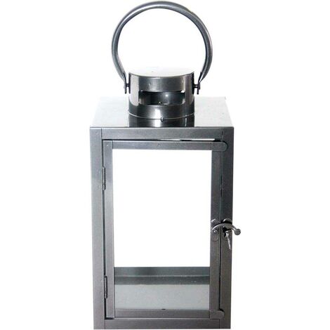 Lanterne en fer anthracite et verre 15 x 15 x 28 cm (1/2)