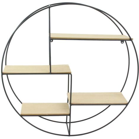 The Home Deco Factory – Étagère murale industrielle ronde en MDF et métal 50 cm – Noir – Profondeur 12 cm – À fixer au mur – Design moderne (1/5)