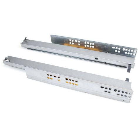 Emuca – Coulisses invisibles argent 3122305 – Sortie totale avec poussoir – Profondeur 400mm – Acier zingué pour tiroirs jusqu'à 30kg