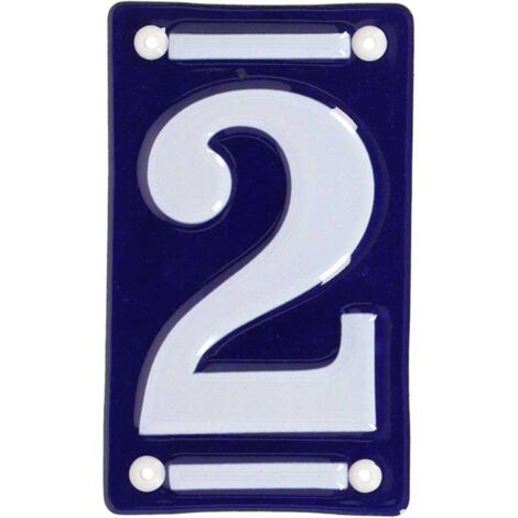 Numéro de maison en fer émaillé Chiffre 2 (1/2)