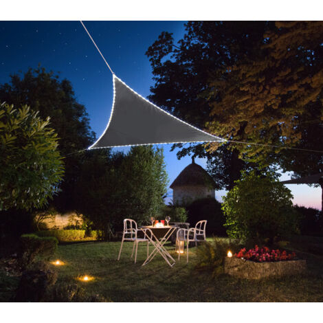 Voile d'ombrage LEDS solaires - 3.60 x 3.60 x 3.60 m Couleur: Ardoise (1/2)